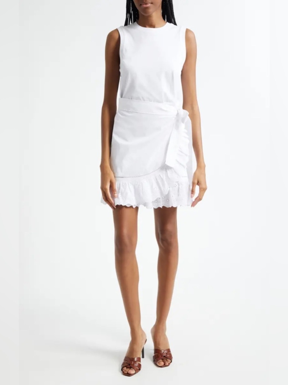NWT Cinq à Sept Sleeveless Eyelet Stretch Cotton Wrap Dress